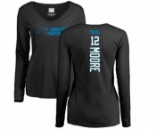 NFL Women's Nike Carolina Panthers #12 DJ Moore Black Backer Slim Fit Long Sleeve T-Shirt