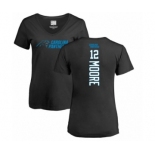 NFL Women's Nike Carolina Panthers #12 DJ Moore Black Backer T-Shirt