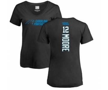 NFL Women's Nike Carolina Panthers #12 DJ Moore Black Backer T-Shirt