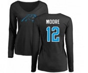 NFL Women's Nike Carolina Panthers #12 DJ Moore Black Name & Number Logo Slim Fit Long Sleeve T-Shirt