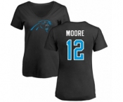 NFL Women's Nike Carolina Panthers #12 DJ Moore Black Name & Number Logo Slim Fit T-Shirt