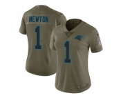 Women Nike Carolina Panthers #1 Cam Newton Olive Stitched NFL Limited 2017 Salute to Service Jersey