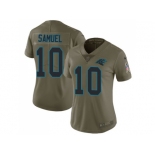 Women Nike Carolina Panthers #10 Curtis Samuel Olive Stitched NFL Limited 2017 Salute to Service Jersey