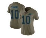 Women Nike Carolina Panthers #10 Curtis Samuel Olive Stitched NFL Limited 2017 Salute to Service Jersey