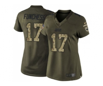 Women Nike Carolina Panthers #17 Devin Funchess Green Stitched Salute to Service Jersey