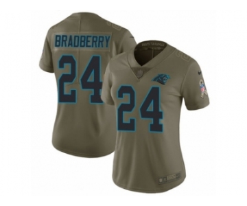 Women Nike Carolina Panthers #24 James Bradberry Limited Olive 2017 Salute to Service NFL Jersey