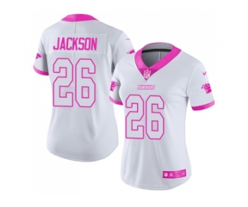 Women Nike Carolina Panthers #26 Donte Jackson White Pink Stitched NFL Limited Rush Fashion Jersey