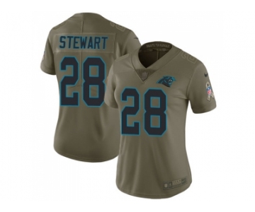 Women Nike Carolina Panthers #28 Jonathan Stewart Olive Stitched NFL Limited 2017 Salute to Service Jersey