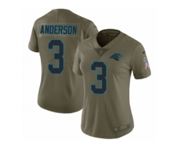 Women Nike Carolina Panthers #3 Derek Anderson Limited Olive 2017 Salute to Service NFL Jersey