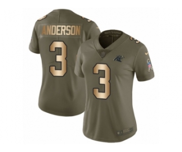 Women Nike Carolina Panthers #3 Derek Anderson Limited Olive Gold 2017 Salute to Service NFL Jersey