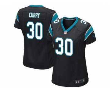 Women Nike Carolina Panthers #30 Stephen Curry Black Team Color Stitched NFL Elite Jersey