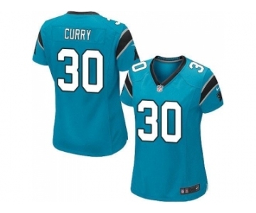 Women Nike Carolina Panthers #30 Stephen Curry Blue Alternate Stitched NFL Jersey