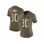 Women Nike Carolina Panthers #30 Stephen Curry Limited Olive Gold 2017 Salute to Service NFL Jersey