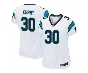 Women Nike Carolina Panthers #30 Stephen Curry White Stitched NFL Jersey