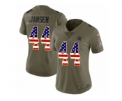 Women Nike Carolina Panthers #44 J.J. Jansen Limited Olive USA Flag 2017 Salute to Service NFL Jersey