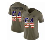 Women Nike Carolina Panthers #54 Shaq Thompson Limited Olive USA Flag 2017 Salute to Service NFL Jersey