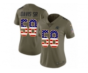 Women Nike Carolina Panthers #58 Thomas Davis Limited Olive USA Flag 2017 Salute to Service NFL Jersey