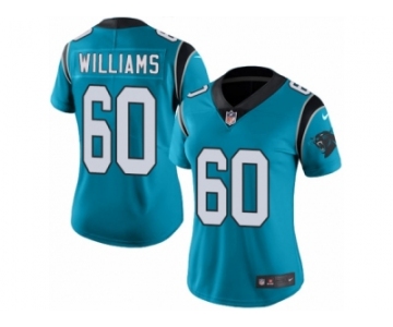 Women Nike Carolina Panthers #60 Daryl Williams Limited Blue Rush Vapor Untouchable NFL Jersey