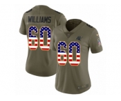 Women Nike Carolina Panthers #60 Daryl Williams Limited Olive USA Flag 2017 Salute to Service NFL Jersey