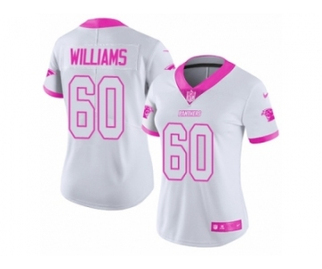 Women Nike Carolina Panthers #60 Daryl Williams Limited White Pink Rush Fashion NFL Jersey