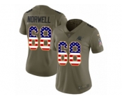 Women Nike Carolina Panthers #68 Andrew Norwell Limited Olive USA Flag 2017 Salute to Service NFL Jersey