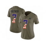 Women Nike Carolina Panthers #7 Harrison Butker Limited Olive USA Flag 2017 Salute to Service NFL Jersey