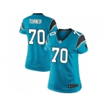 Women Nike Carolina Panthers #70 Trai Turner Black Team Color Stitched blue Jersey