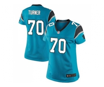 Women Nike Carolina Panthers #70 Trai Turner Black Team Color Stitched blue Jersey