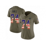 Women Nike Carolina Panthers #74 Daeshon Hall Limited Olive USA Flag 2017 Salute to Service NFL Jersey