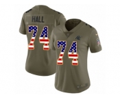 Women Nike Carolina Panthers #74 Daeshon Hall Limited Olive USA Flag 2017 Salute to Service NFL Jersey