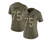 Women Nike Carolina Panthers #75 Matt Kalil Limited Olive Camo 2017 Salute to Service NFL Jersey