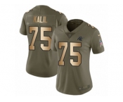 Women Nike Carolina Panthers #75 Matt Kalil Limited Olive Gold 2017 Salute to Service NFL Jersey