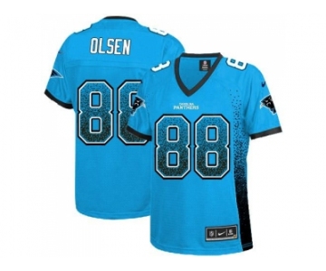 Women Nike Carolina Panthers #88 Greg Olsen Blue JerseyS(Drift Fashion)