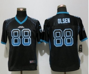 Women Nike Carolina Panthers #88 Greg Olsen Drift Fashion Black Jerseys