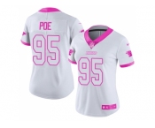 Women Nike Carolina Panthers #95 Dontari Poe White Pink Stitched NFL Limited Rush Fashion Jersey