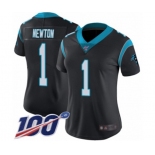 Women's Carolina Panthers #1 Cam Newton Black Team Color Vapor Untouchable Limited Player 100th Season Football Jersey