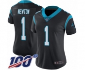 Women's Carolina Panthers #1 Cam Newton Black Team Color Vapor Untouchable Limited Player 100th Season Football Jersey