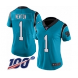 Women's Carolina Panthers #1 Cam Newton Blue Alternate Vapor Untouchable Limited Player 100th Season Football Jersey