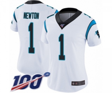 Women's Carolina Panthers #1 Cam Newton White Vapor Untouchable Limited Player 100th Season Football Jersey