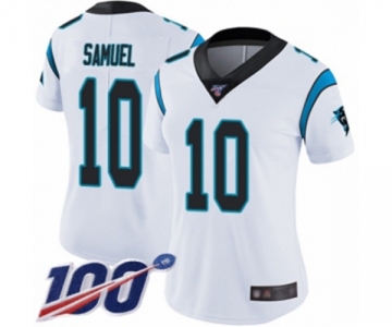 Women's Carolina Panthers #10 Curtis Samuel White Vapor Untouchable Limited Player 100th Season Football Jersey