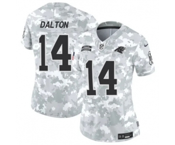 Women's Carolina Panthers #14 Andy Dalton 2024 F.U.S.E Arctic Camo Salute To Service Limited Stitched Football Jersey