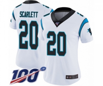 Women's Carolina Panthers #20 Jordan Scarlett White Vapor Untouchable Limited Player 100th Season Football Jersey