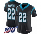 Women's Carolina Panthers #22 Christian McCaffrey Black Team Color Vapor Untouchable Limited Player 100th Season Football Jersey