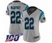 Women's Carolina Panthers #22 Christian McCaffrey Silver Inverted Legend Limited 100th Season Football Jersey