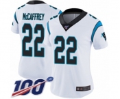 Women's Carolina Panthers #22 Christian McCaffrey White Vapor Untouchable Limited Player 100th Season Football Jersey