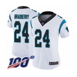 Women's Carolina Panthers #24 James Bradberry White Vapor Untouchable Limited Player 100th Season Football Jersey