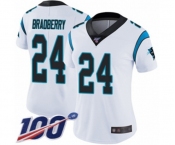 Women's Carolina Panthers #24 James Bradberry White Vapor Untouchable Limited Player 100th Season Football Jersey