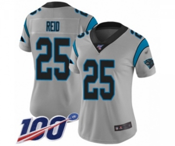 Women's Carolina Panthers #25 Eric Reid Silver Inverted Legend Limited 100th Season Football Jersey