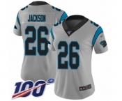 Women's Carolina Panthers #26 Donte Jackson Silver Inverted Legend Limited 100th Season Football Jersey