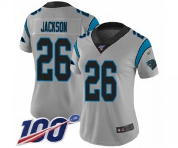 Women's Carolina Panthers #26 Donte Jackson Silver Inverted Legend Limited 100th Season Football Jersey